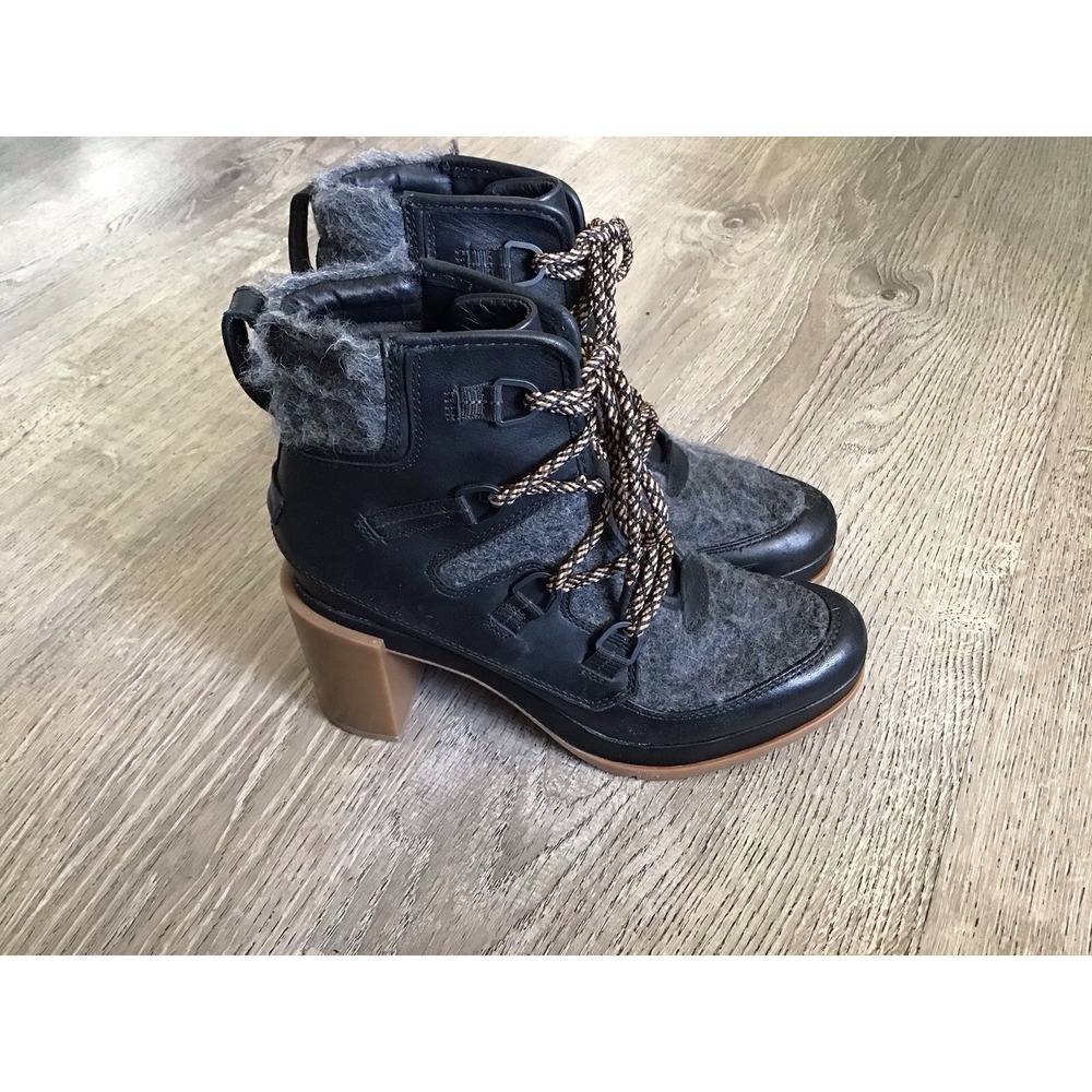 Sorel Womens Size 9 Blake Lace Leather Felted Winter Biker Boots NL3306-010
